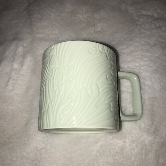 NEW Starbucks 2022 Light Mint Textured Floral Ceramic Anniversary Spring Mug - Picture 1 of 4